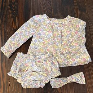 Baby Gap Floral Long-Sleeve Baby Pajama Top & Bloomers Set - Pink, Blue, Green